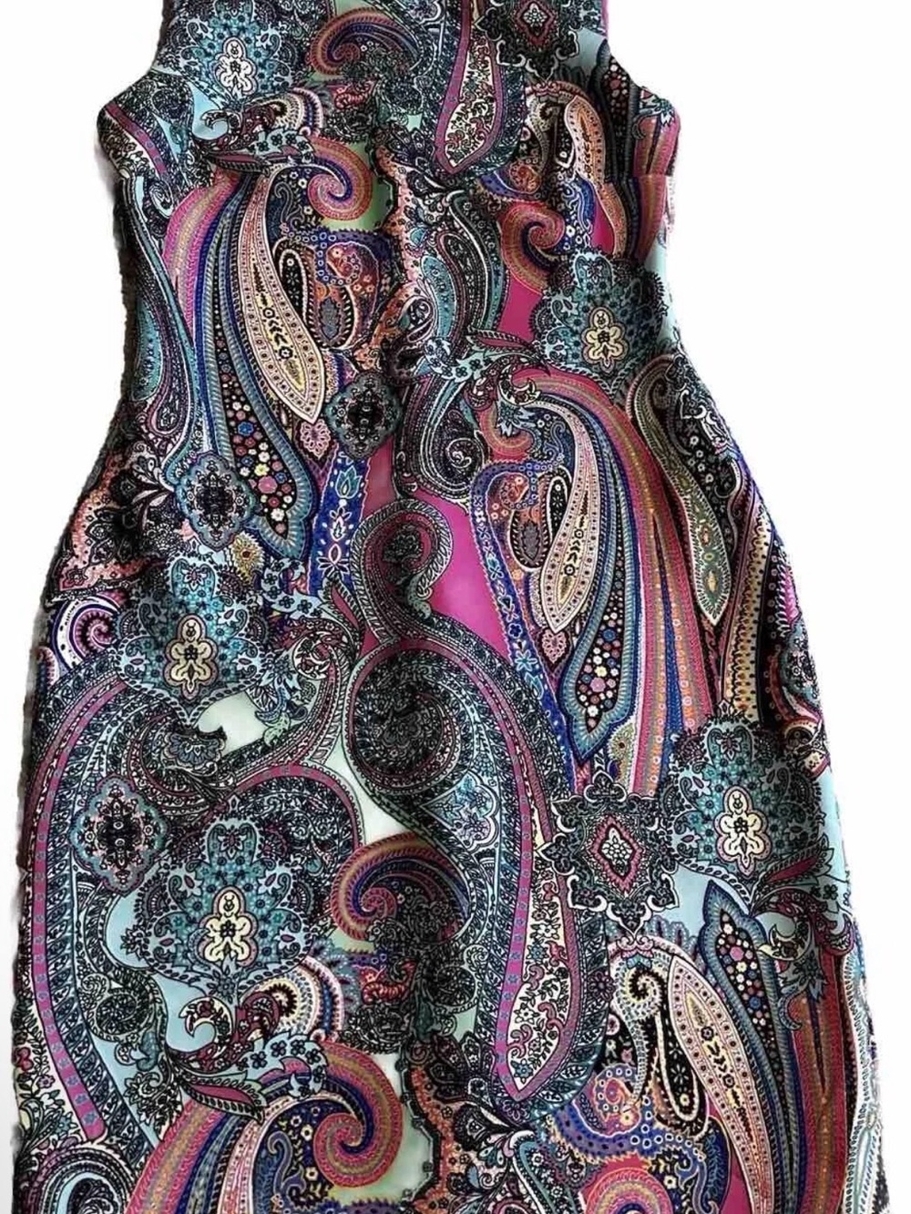 Tommy Hilfiger Strapless Paisley Print Dress in Pink, Blue & Black size 6